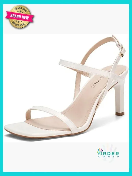 Strappy Square Toe High Heel Sandals Chunky Stiletto Dressy Party Shoes