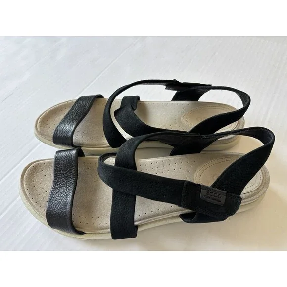ECCO Damara Crisscross Sandals Womens Size 42 US 11 Black Leather Comfort Strapp