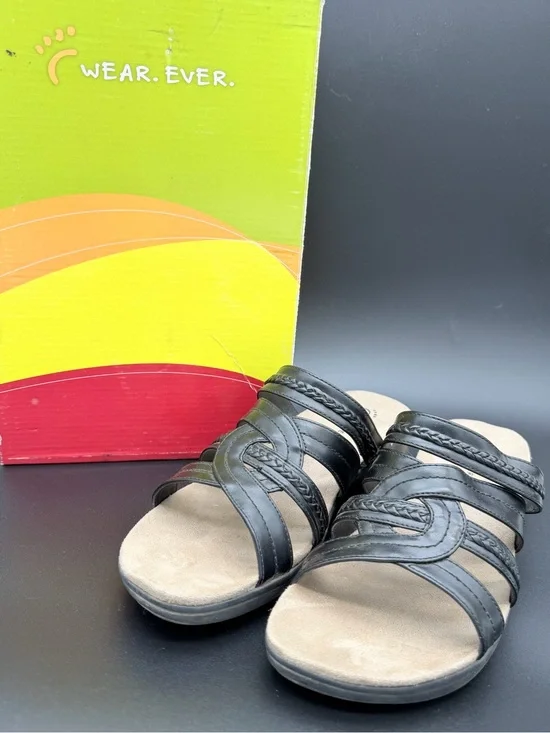 Wear.Ever Demanda Black Strappy Wedge Sandals – Size 9