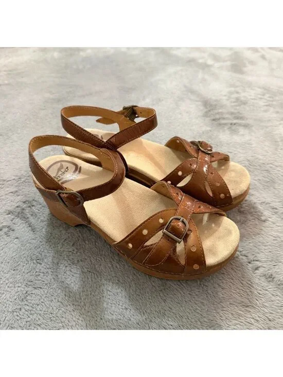 Dansko Sissy Sandals Bronze Metallic Leather Clogs Shoes Womens 36 US 5.5 6