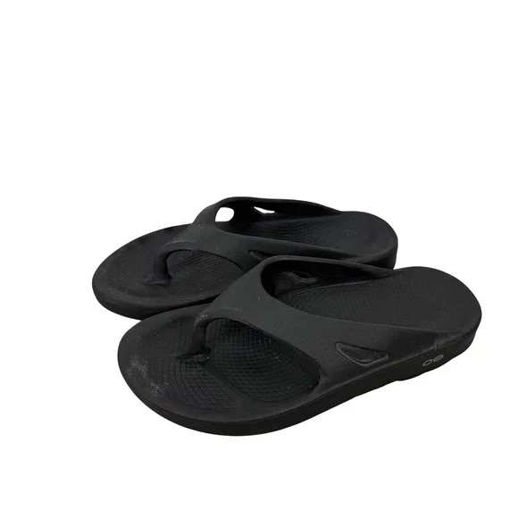 OOFOS OOriginal Recovery Sandal Black Thong Flip Flop Womens 8 Mens 6 EU 39