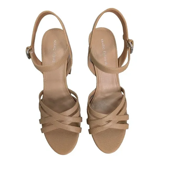 Marc Fisher Sandal Women's Brown Dulci Heeled All Man Made Material Sz 8.5M NWOT
