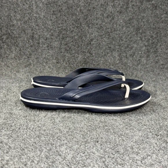 Crocs Crocband Flip Flops Women's 8 Blue White Summer Beach Thong Sandals