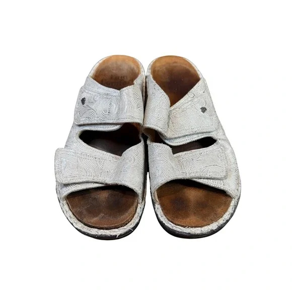 Finn Comfort Jamaika Sandals Slide Adjustable Strap White Silver‎ Size 41 US 10