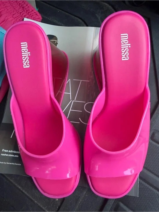 Melissa Hot Pink Slip-On Mules New