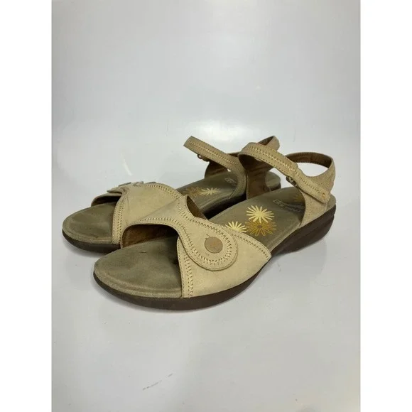 Dansko Sophie Sandals Womens 42 Tan Good Leather‎ Adjustable Straps Floral Wedge