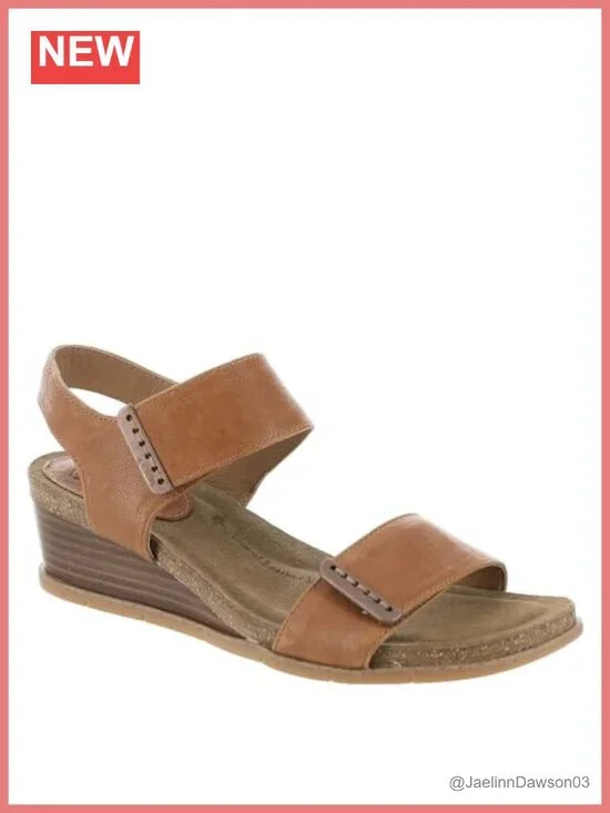 Söfft Women's Wedge Sandals Leather Ankle Strap Hook Loop Casual