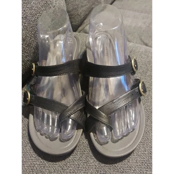 Eastland Hampton Slide Women Black Size 8M Strappy Sandal Toe Boho‎ Y2K Slip On