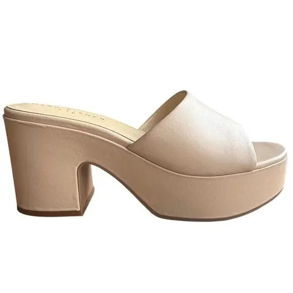 Marc Fisher LTD Forina Slip on Sandals w/Wide Strap Chuncky Block Heel Sz 11‎