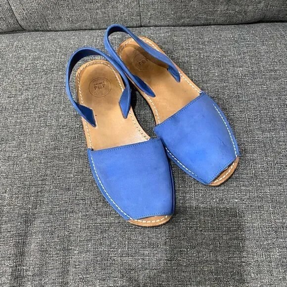 Avarca Blue Leather Sandals Women Size 6.5