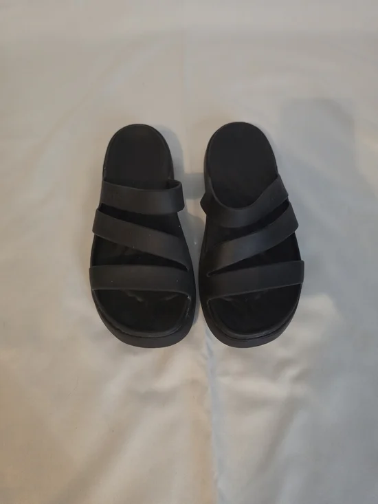 CROCS Women's Black Triple-Strap Slide Sandals