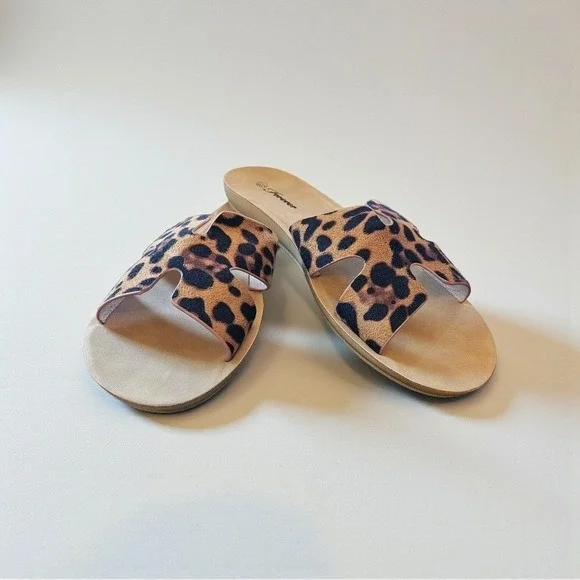Forever Reina-1 Women Leopard Print H-Band Slide Sandals Open Toe Size‎ 7.5 NEW