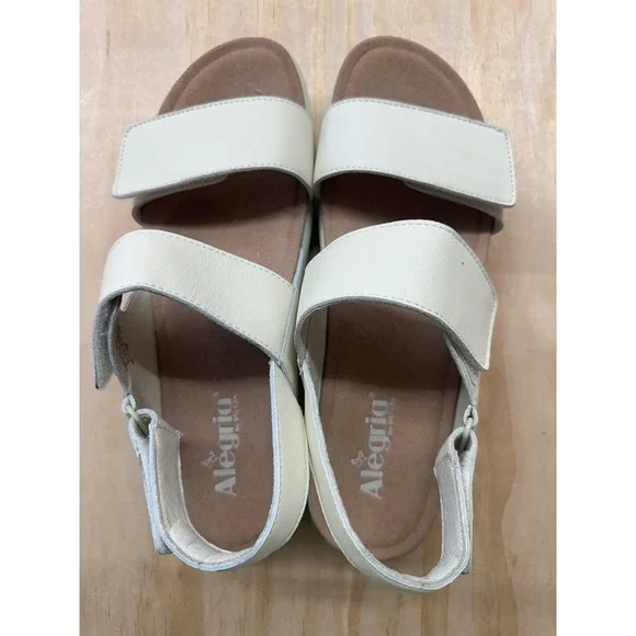 Alegria‎ Bailee Cream Leather Platform Sandals Womens 42 BAI-609 Rocker Sole