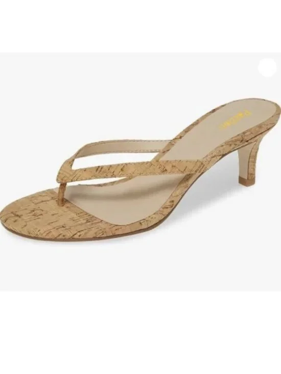 Pazzion Womens Fashion Flip Flops Open Toe Low Heels Thong Sandals Natural Cork