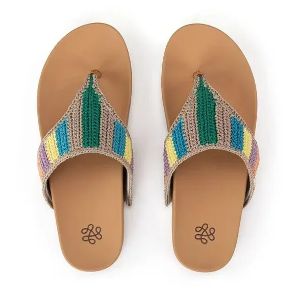 New The Sak Everly Sandal - Hand Crochet - Summertide Strip Size 10