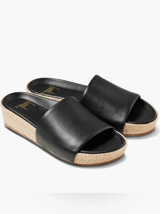 beek Pelican Black & Jute Sandals with Platform Sole - Size 8 NIB