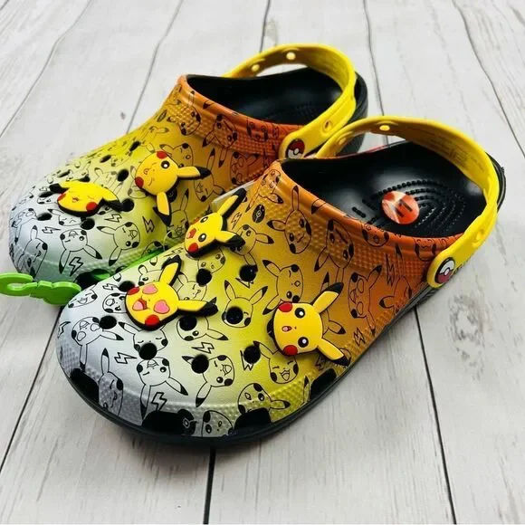 CROCS X Pokemon Pikachu Classic Clog w/ Jibbitz Mens Size 9 Womens Size 11