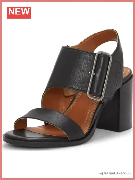 Lucky Brand Darnah Heeled Sandals Women's Stacked Heel Ankle Strap Leather