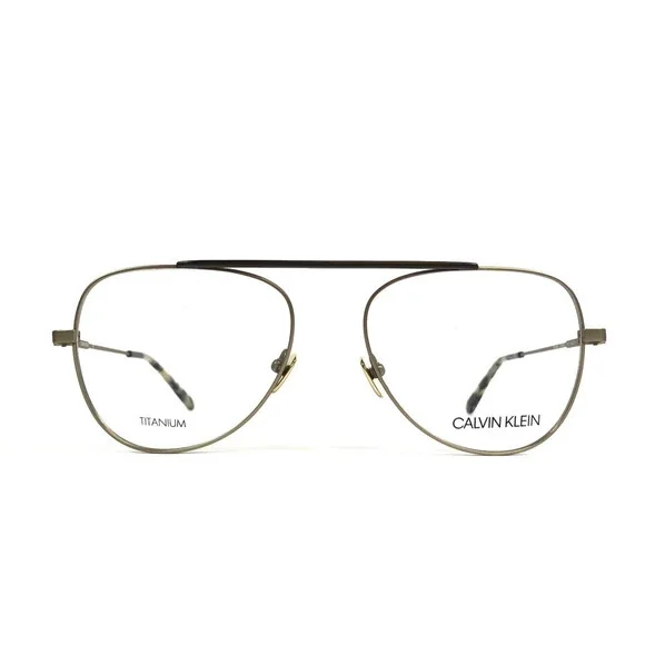 Calvin Klein Eyeglasses Frames CK19152 716 Satin Gold Aviator Titanium 54-17-145