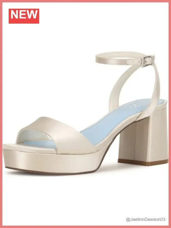 Vince Camuto Pendreya Platform Sandals Leather Block Heel Ankle Strap Nude