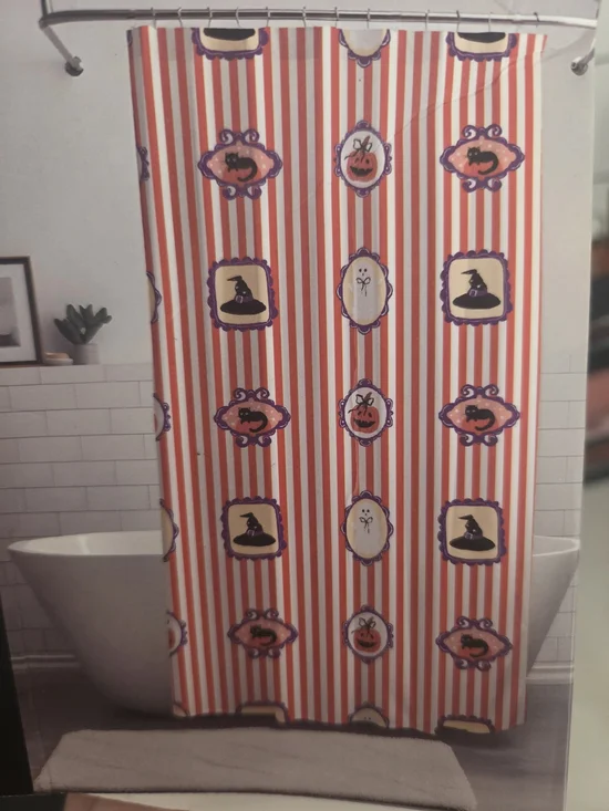 Halloween Shower Curtain & Hooks