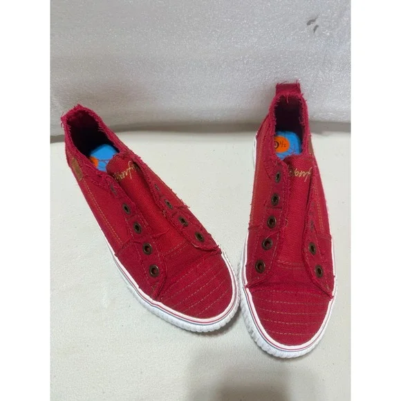 Blowfish Malibu Marley Red Canvas Distressed Slip On Sneaker Women's 9.5