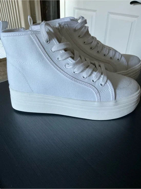 White High-Top Platform Sneakers