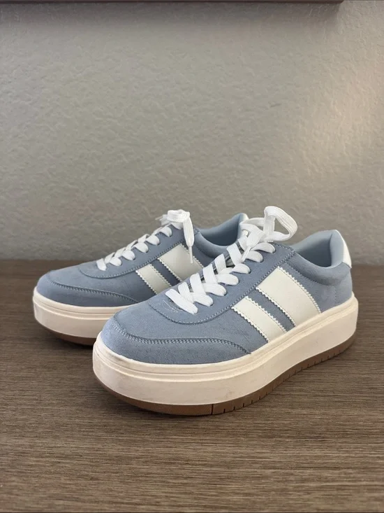 Madden Girl Powder Blue and White Platform Sneakers