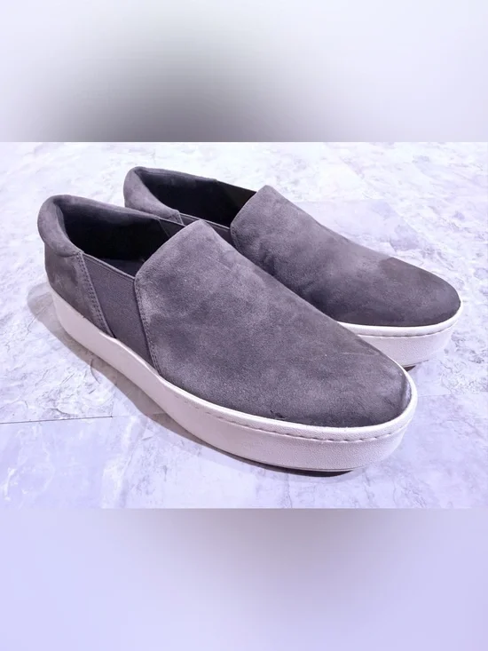Vince Warren Grey Suede Platform Slip On Sneakers Loafers Womens Size 6.5
