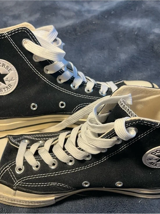 Converse Black High Top Canvas Sneakers with White Laces