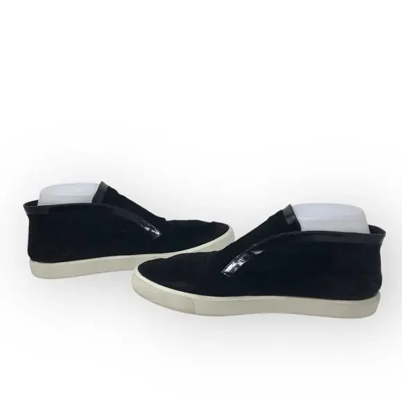 Vince Black Suede Slip-On Sneakers Patent leather Trim Chukka Size 8