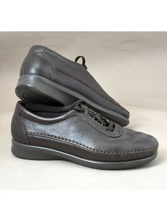 SAS Free Time Womens 6.5 M Brown Leather Comfort Walking Shoes Made in USA
