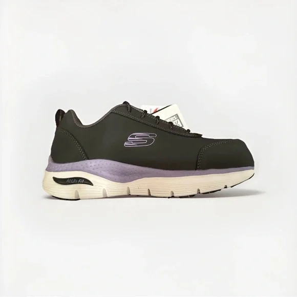Skechers black and lavender slip-on sneakers