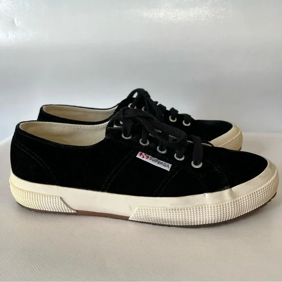 Superga Black Velvet Sneakers