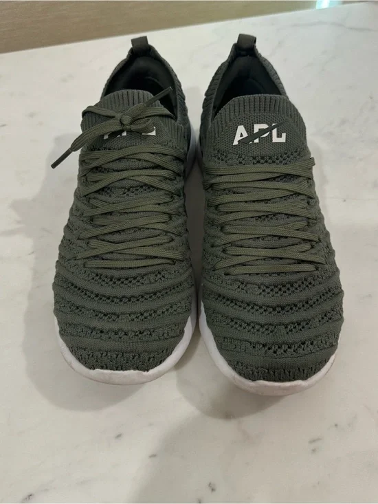 APL women’s TechLoom Knit Sneakers in Olive green