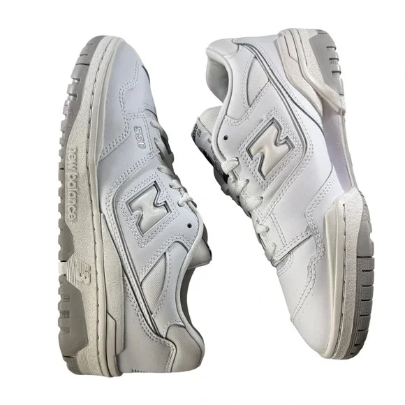 New Balance 550 White White Leather Sneakers GSB550PB Women 8.5 Youth 7 NEW