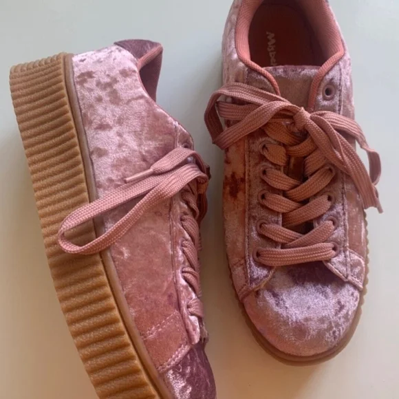 Blush Velvet Platform Sneakers