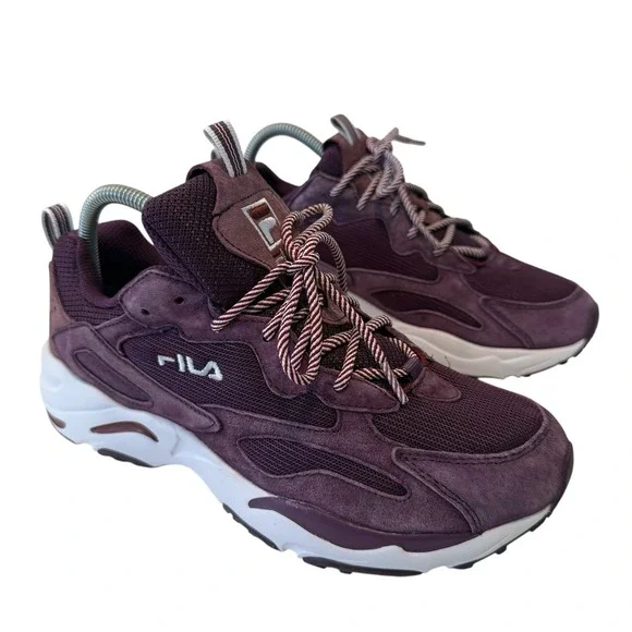 FILA‎ Ray Tracer 5RM00809-523 Maroon Suede Mesh Sneakers Women Size 10 S3