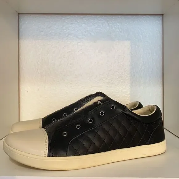 Ugg Zinnia Black Quilted Leather Slip On Sneakers