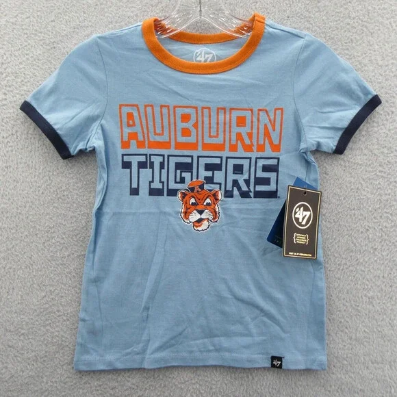 Auburn Tigers Shirt Kids Small Blue '47 Brand College Boys Youth NCAA‎ Tee New
