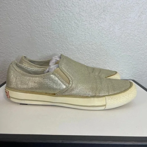 Burberry Cndonqingus Metallic Light Gold Speckle Slip On Shoes Womens 38 EU/8 US