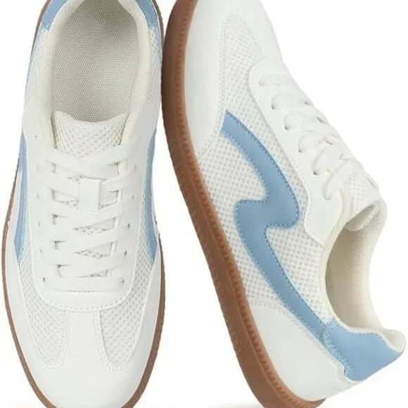 Women's White Lightweight Removable Insole Non-slip Spring Retro Casual Sneakers