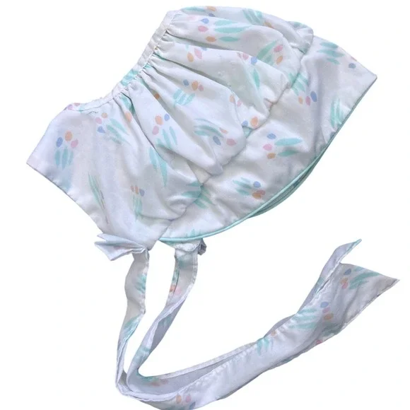 Vintage‎ Baby Bonnet Pastel Abstract Print Ruffle Sun Hat 18 Months Style U 2121