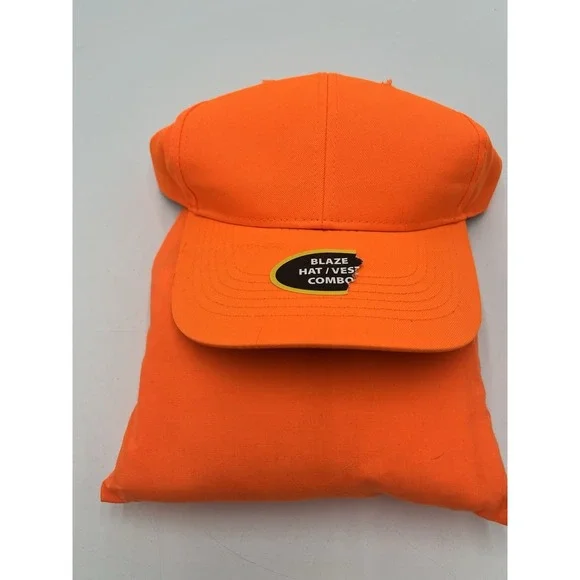 Outdoor‎ Cap Blaze Orange Hunting Hat & Safety Vest Combo NWT One Size
