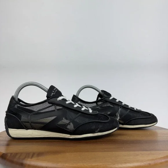 Womens Rag & Bone Mesh Retro Runner Sheer Black Casual Sneakers Shoes Size EU 37