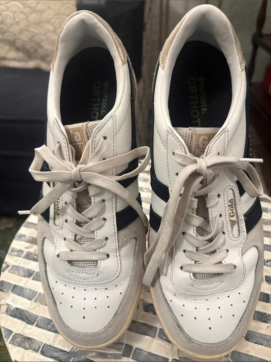 Gola Classics Women's Hawk Sneakers‎ Size 8 White/Black/Gold