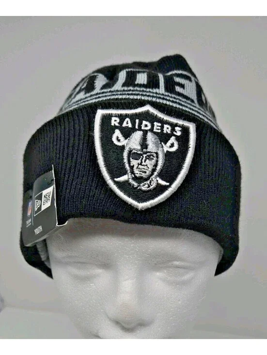 New Era Raiders Beanie Hat Silver Black New One Size Fits Most Cozy Warm