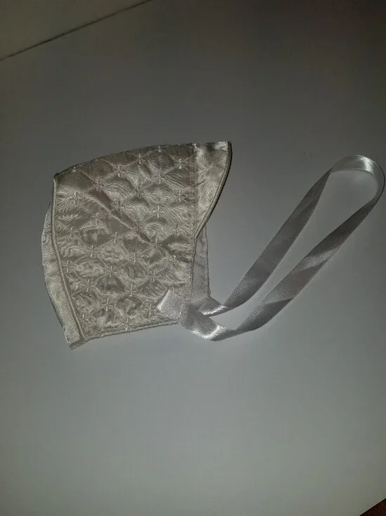 Vintage Quilted Baby Bonnet with Chin Ties
