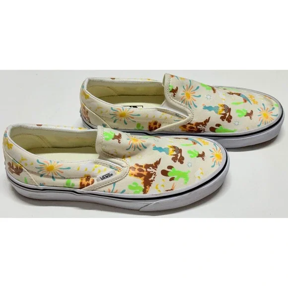 Vans Classic Slip-On Desert Roadrunner Cactus Cream Canvas Sneakers Womens 8