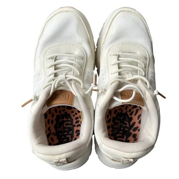 Hey Dude Sirocco Alta W Neutrals White Cream Leopard Print Sneakers Womens 7
